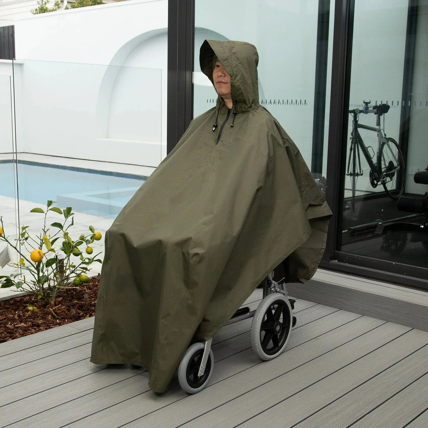 Staydry Wheelchair Poncho - Khaki Green