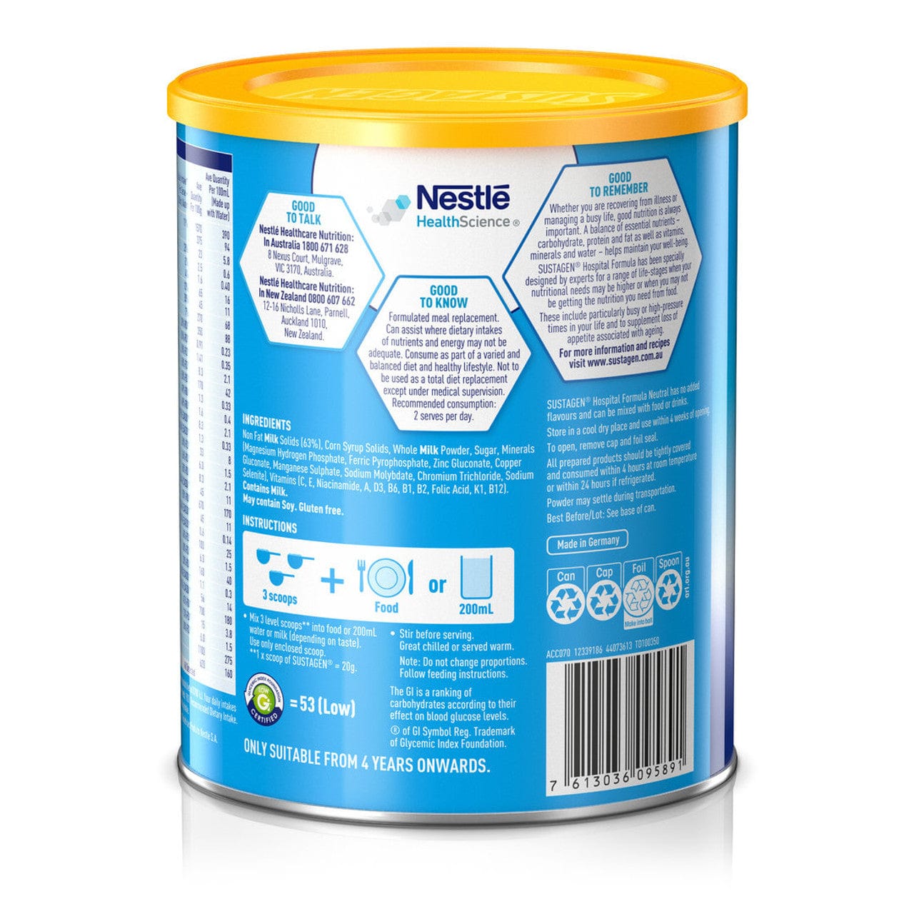 Sustagen Nutritional Supplements Sustagen Hospital Formula Active Vanilla 840g - High Protein, Nutritionally Comp