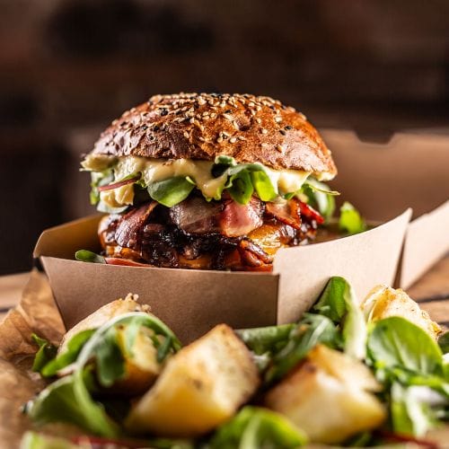 Sustain Disposable Food Packaging Carton of 250 Sustain Burger Box Brown