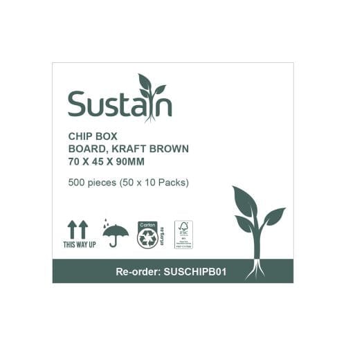 Sustain Disposable Food Packaging Carton of 500 Sustain Chip Box Brown