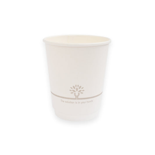Sustain Disposable Food Packaging Carton of 500 Sustain Hot Cup Double Wall Paper/BioPBS White 8oz