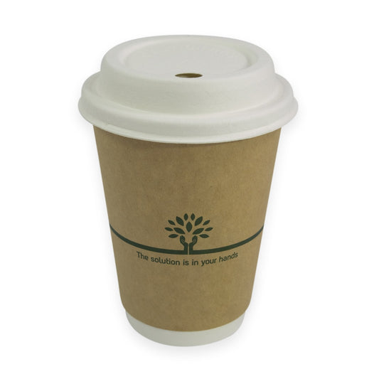 Sustain Bags & Takeaway Brown/Green Sustain Hot Cup Kraft Aqueous Double Wall 12oz