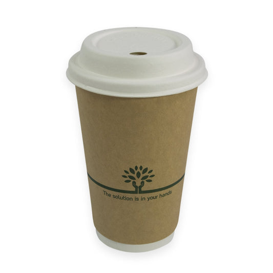 Sustain Bags & Takeaway Brown/Green Sustain Hot Cup Kraft Aqueous Double Wall 16oz