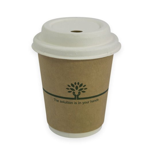 Sustain Bags & Takeaway Brown/Green Sustain Hot Cup Kraft Aqueous Double Wall 8oz