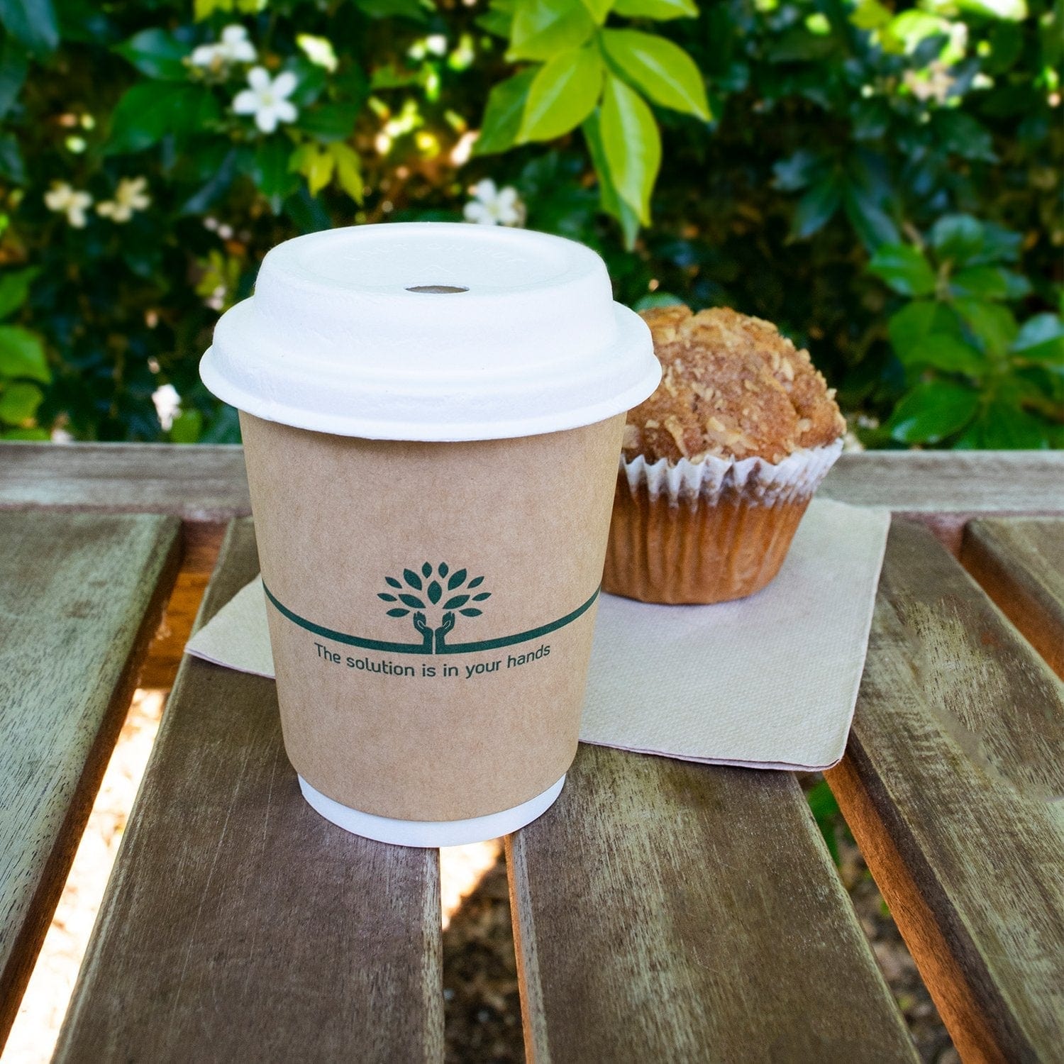 Sustain Bags & Takeaway Brown/Green Sustain Hot Cup Kraft Aqueous Double Wall 8oz
