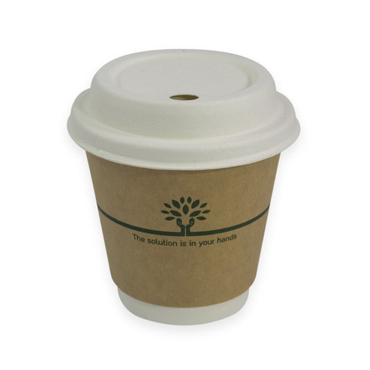 Sustain Bags & Takeaway Brown/Green Sustain Hot Cup Kraft Aqueous Double Wall 8oz Wide