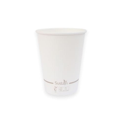 Sustain Disposable Food Packaging Carton of 1000 Sustain Hot Cup Single Wall Paper/BioPBS White 12oz