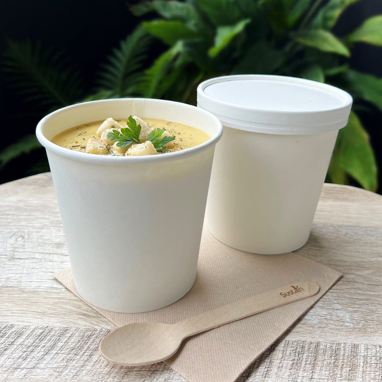 Sustain Disposable Food Packaging Carton of 500 Sustain Paper Round Bowl/Container White 24oz 115mm