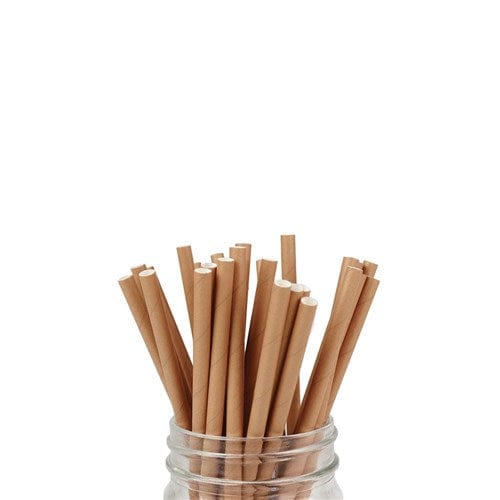 Sustain Disposable Food Packaging Carton of 2500 Sustain Paper Straw Cocktail Kraft Brown 135mm