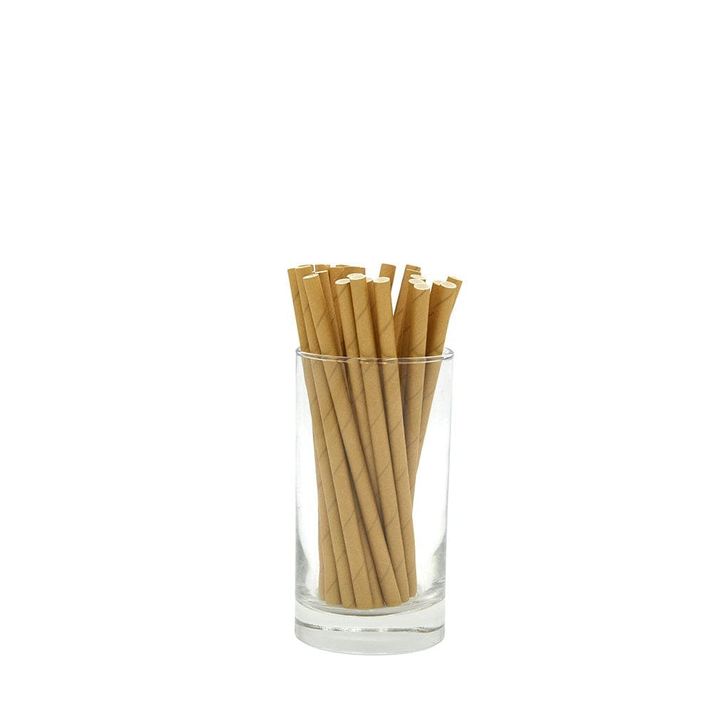 Sustain Disposable Food Packaging Carton of 2500 Sustain Paper Straw Cocktail Kraft Brown 135mm