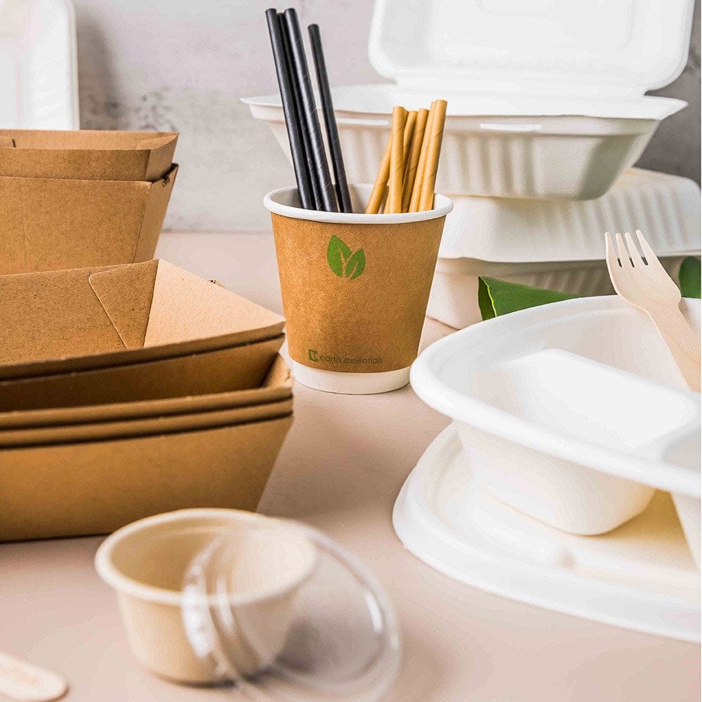 Sustain Disposable Food Packaging Carton of 2500 Sustain Paper Straw Cocktail Kraft Brown 135mm
