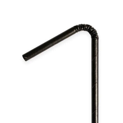 Sustain Disposable Food Packaging Carton of 2500 Sustain Paper Straw Flexible 210mm Black