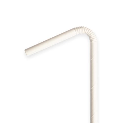 Sustain Paper Straw Flexible White 210mm Wrapped