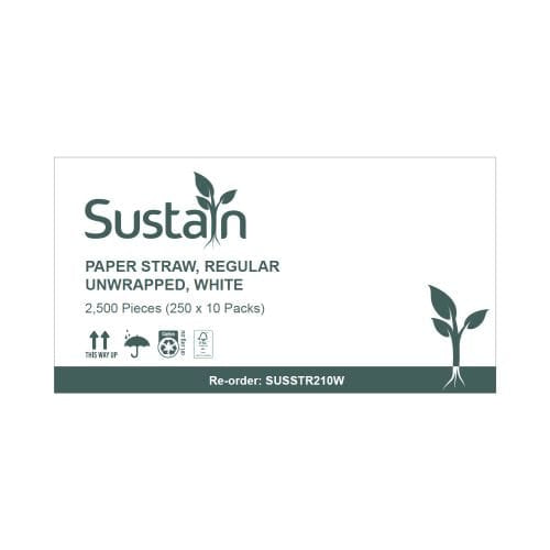 Sustain Paper Straw Regular White 210mm Wrapped