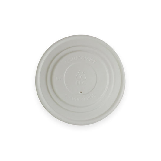 Sustain Disposable Food Packaging Carton of 500 Sustain PLA Lid To Suit Round Paper Bowl 12