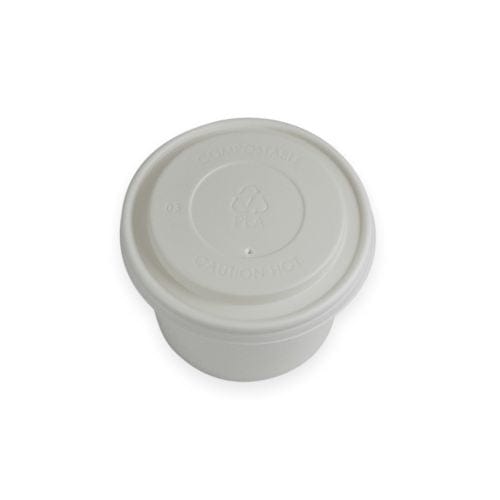 Sustain Disposable Food Packaging Carton of 1000 Sustain PLA Lid To Suit Round Paper Bowl 8oz 90mm