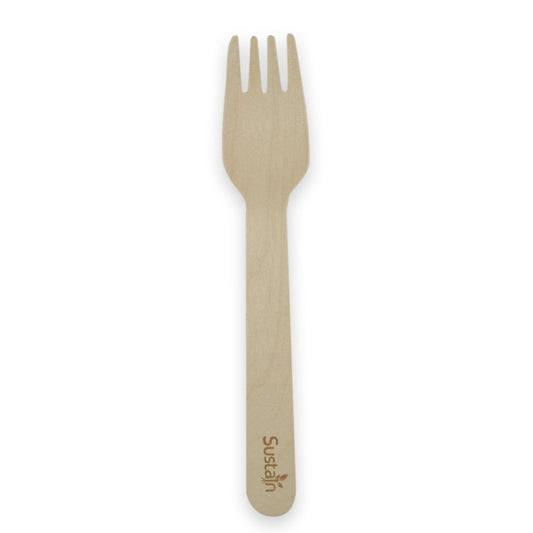 Sustain Bags & Takeaway Natural Sustain Wooden Cutlery Fork 160mm