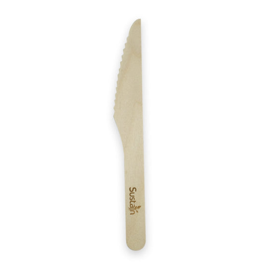 Sustain Bags & Takeaway Natural Sustain Woodern Cutlery Knife 165MM