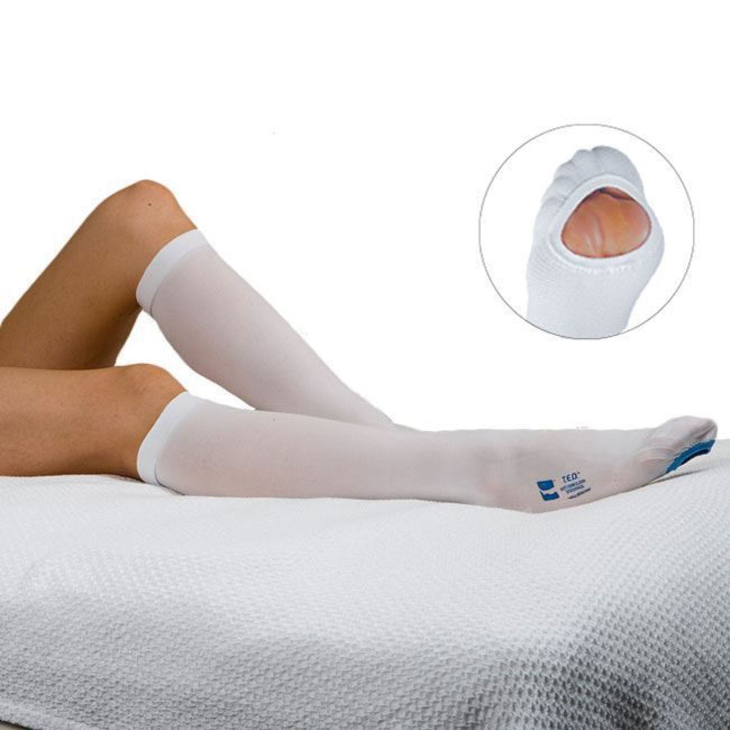 TED Knee High Anti-Embolism Compression Stockings White
