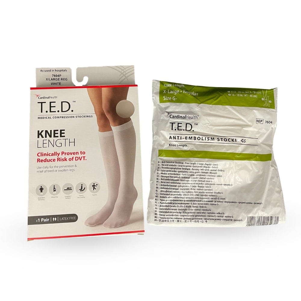 TED Knee High Anti-Embolism Compression Stockings White