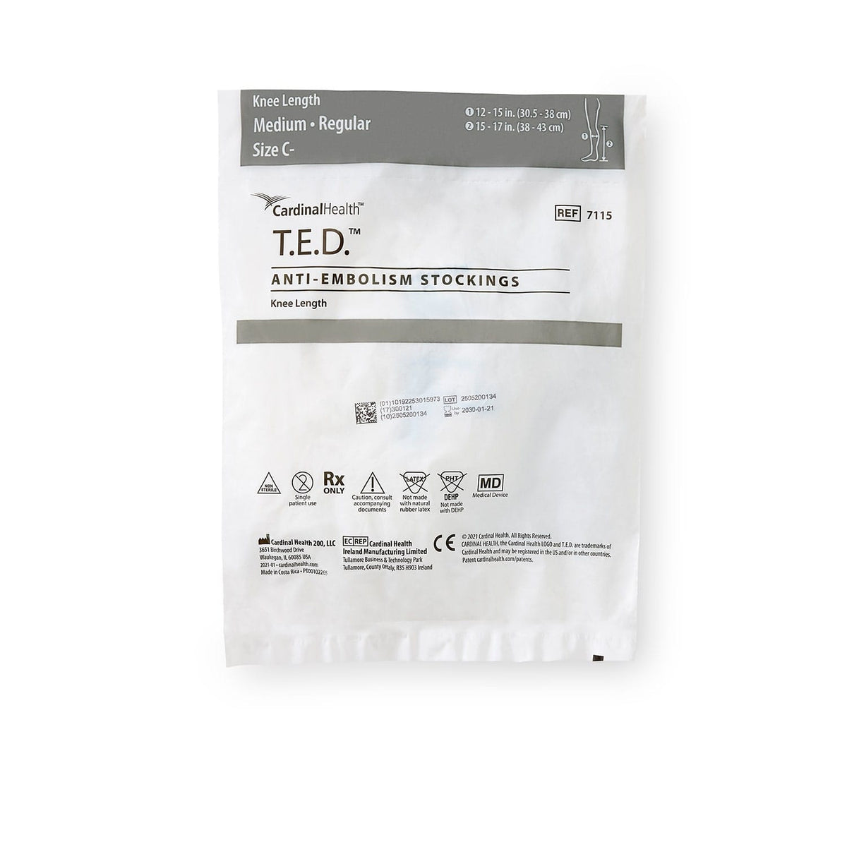 TED Knee High Anti-Embolism Compression Stockings White