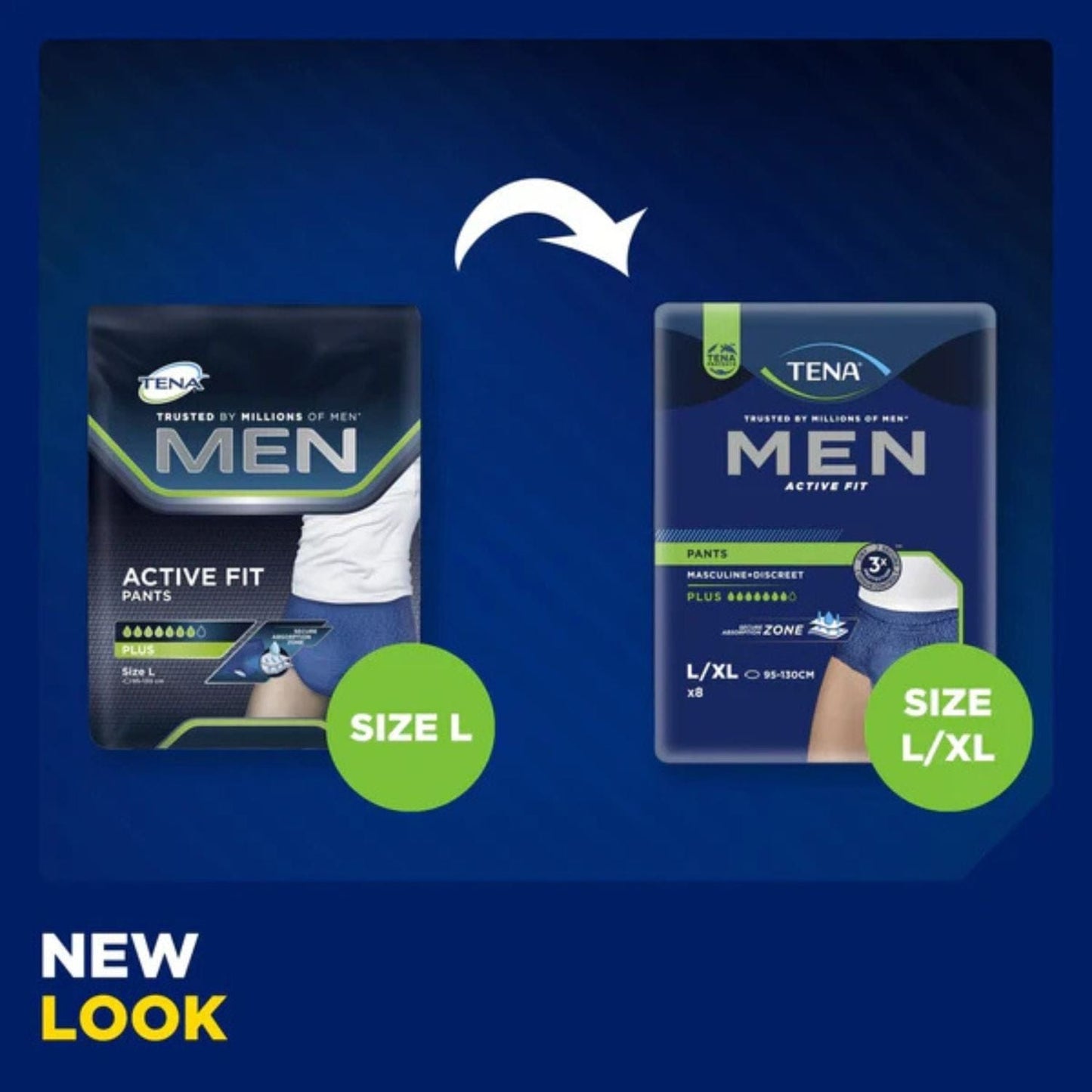 Tena Men Active Fit Pants Plus - Large / X-Large Navy