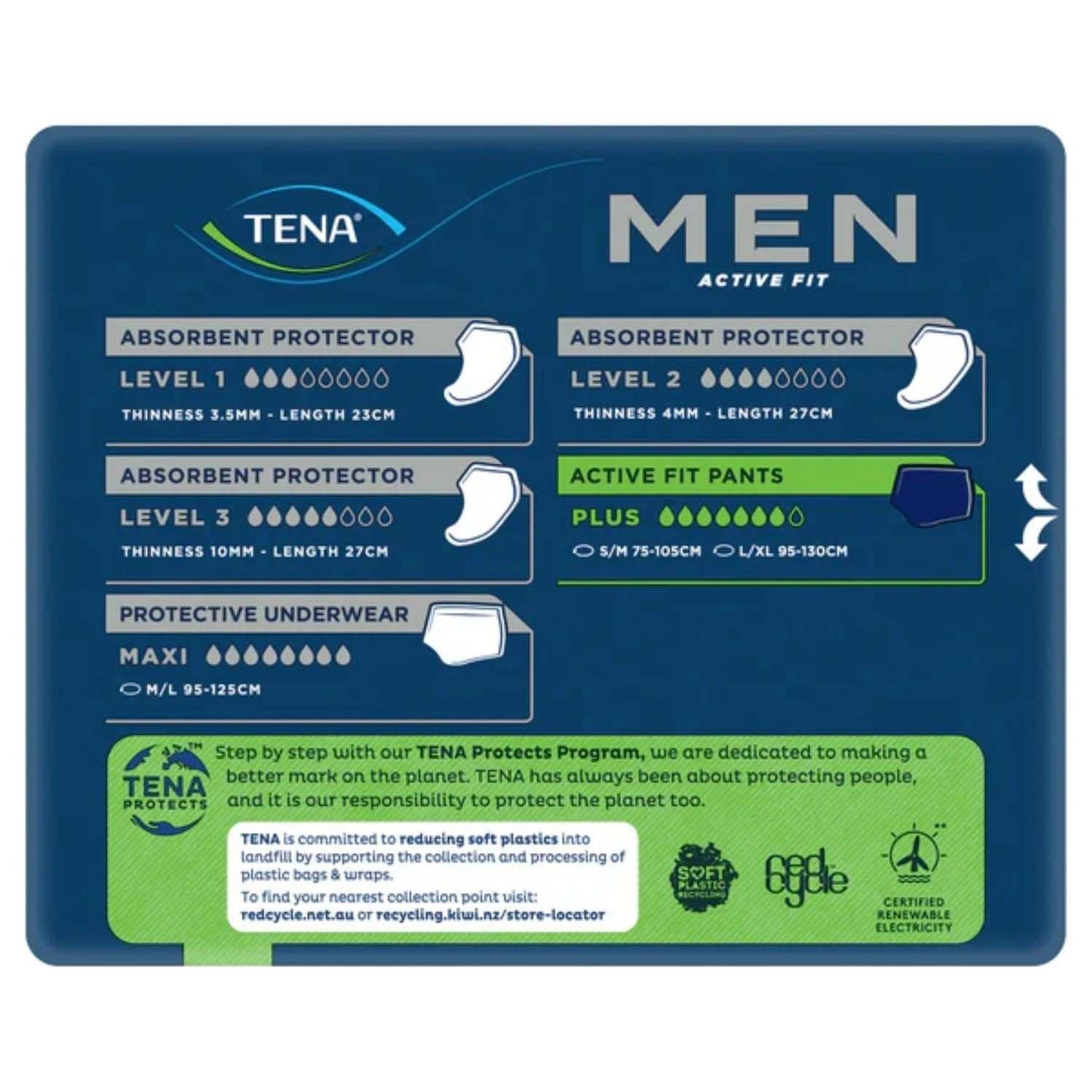 Tena Men Active Fit Pants Plus - Large / X-Large Navy