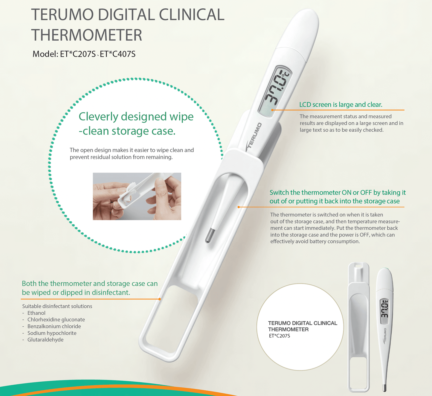 Terumo Axillary/Under Arm Digital Clinical Thermometer C207S