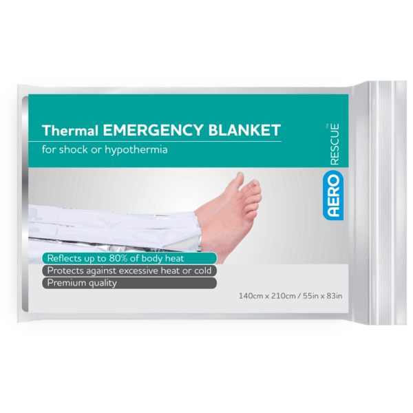Thermal Emergency Blanket 118×58cm – First Aid Survival Blanket (Bulk Pack of 100) | AeroRescue