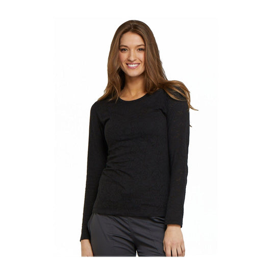 Cherokee Underscrubs XS Tooniforms Underscrubs Tooniforms - Disney Long Sleeve Underscrub Knit Tee Mickey Hands Black
