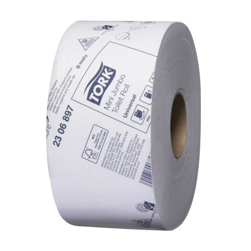Tork Cleaning & Washroom Supplies Carton of 12 Tork Soft Mini Jumbo Toilet Roll Universal 1Ply
