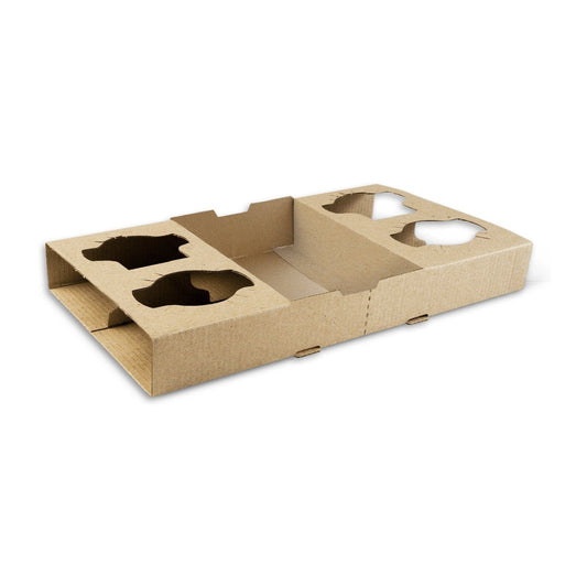 Detpak Dining & Takeaway Tray Drink 4 Cup Brown Board 100 per carton