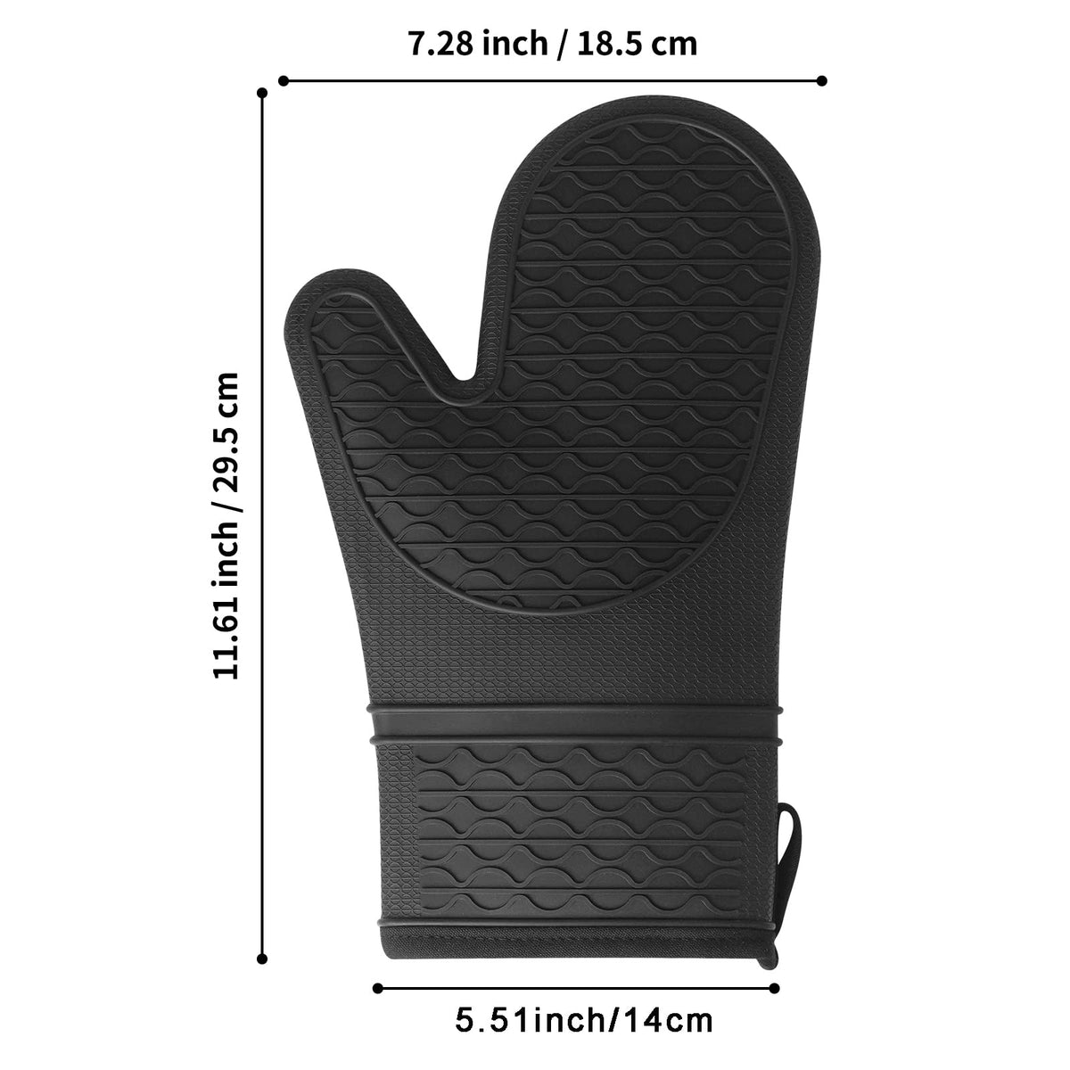 Trenton Fire Resistant Oven Mitt Black 330mm