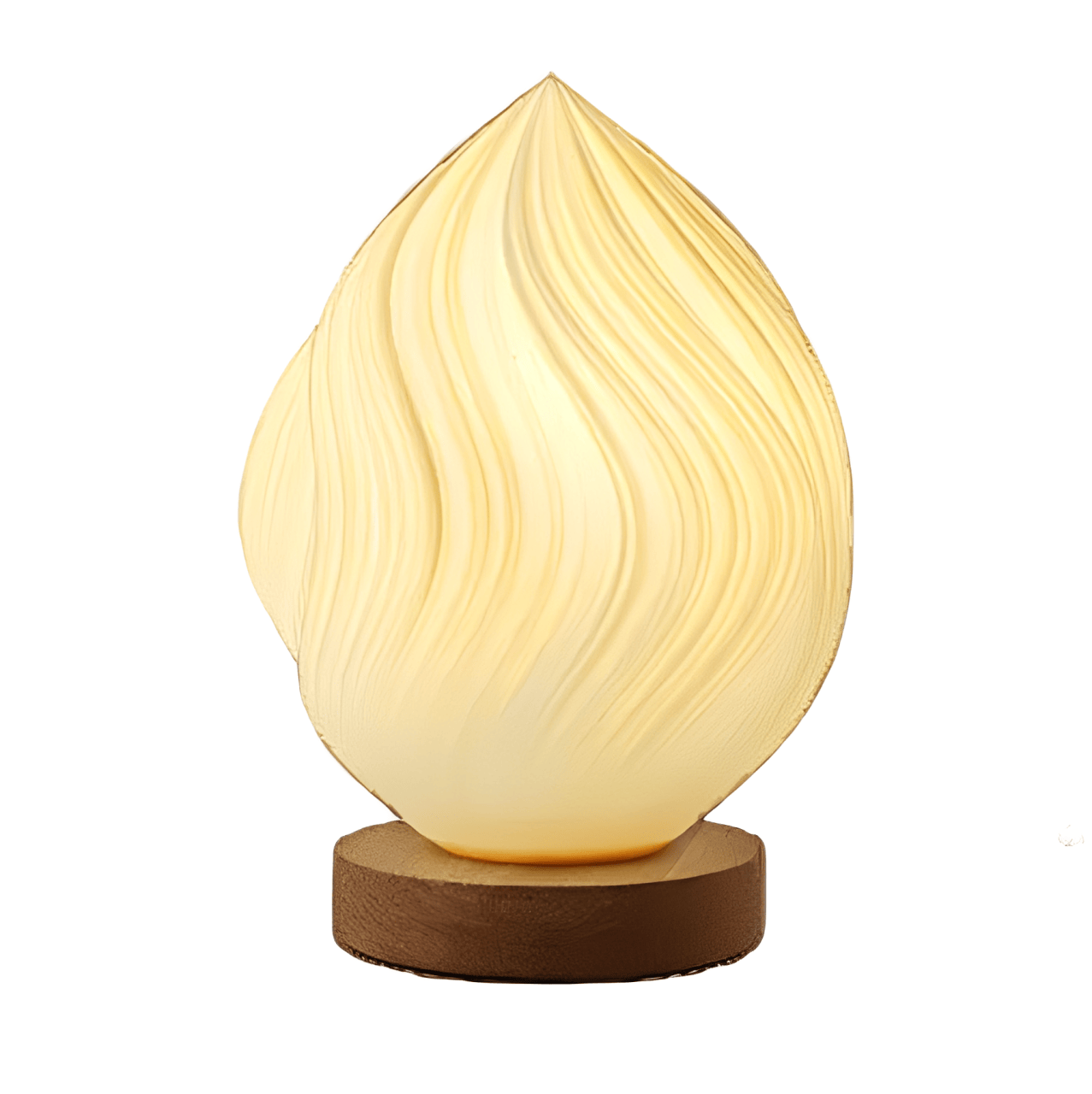 Unique Pleated Design Table Lamp - 3D Printed Washable Shade, Wooden Base, Adjustable LED (Small peach)