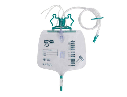 UnoQuip Q5 Bedside Drainage Bag 2L with Anti-Reflux Valve