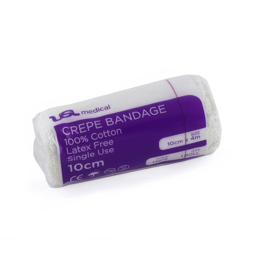 USL Medical Bandages USL Crepe Bandage 75g - 10cm x 4m Cotton White