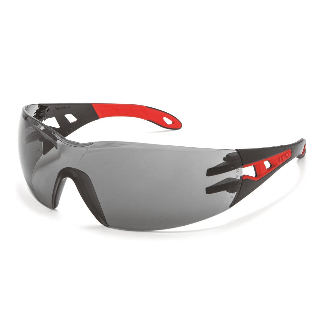 UVEX Safety Glasses Grey / 14% / Black/Red Arms / SV Sapphire UVEX Pheos S Eye Protection Spectacles
