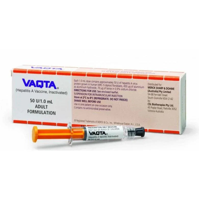 Merck Vaccines Vaqta Hepatitis A Vaccine, Inactivated, 50 U/mL, Prefilled Syringe