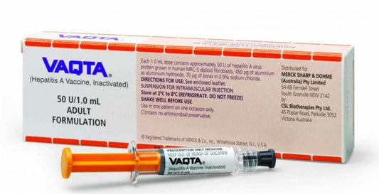 Merck Vaccines Vaqta Hepatitis A Vaccine, Inactivated, 50 U/mL, Prefilled Syringe