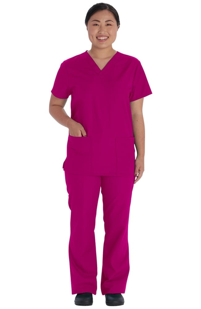Vital Treads Scrubs Set 2XL / Raspberry Vital Treads Unisex Scrubs V-Neck Top & Drawstring Pant Set
