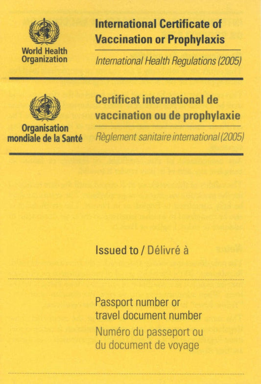 World Health Organisation WHO WHO International Vaccination Certicate A/F 2005 Each