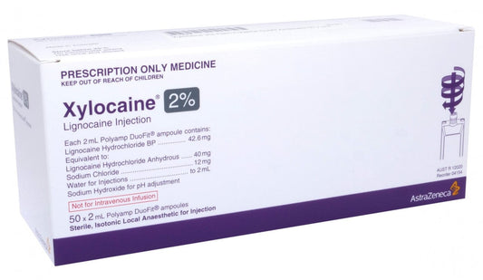 Xylocaine Pln 2% 50x 5ml Poly (Lignocaine 2% Amp)
