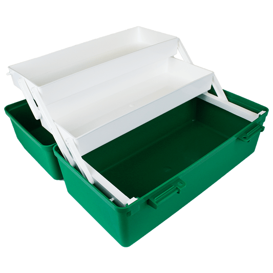 Aero Healthcare Metal Cases Cabinets AEROCASE Green Plastic Tacklebox with 2 Trays 20 x 40 x 23cm