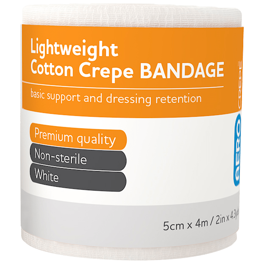 Aero Healthcare Medical Consumables AEROCREPE Light Cotton Crepe Bandage 5cm x 4M Wrap