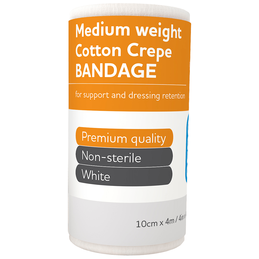 Aero Healthcare Medical Consumables AEROCREPE Medium Cotton Crepe Bandage 10cm x 4M Wrap