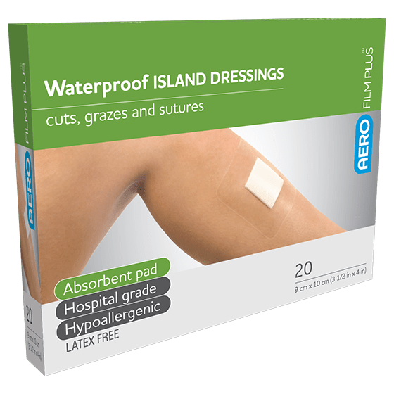 Aero Healthcare Waterproof Dressings AEROFILM PLUS Waterproof Island Dressing 9 x 10cm Box/20