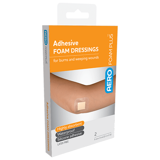 Aero Healthcare Island Dressings AEROFOAM PLUS Adhesive Foam Dressings 5 x 5cm Box/2