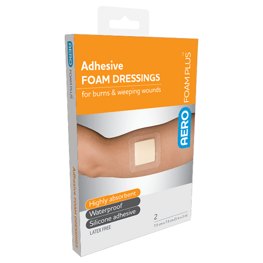 Aero Healthcare Island Dressings AEROFOAM PLUS Adhesive Foam Dressings 7.5 x 7.5cm Box/2
