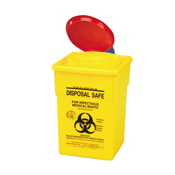 Aero Healthcare Needle Sharps Disposal AEROHAZARD Sharps Disposal Container 2L