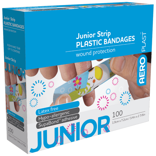 Aero Healthcare Adhesive Plasters AEROPLAST Plastic Junior Strip 7.2 x 1.9cm